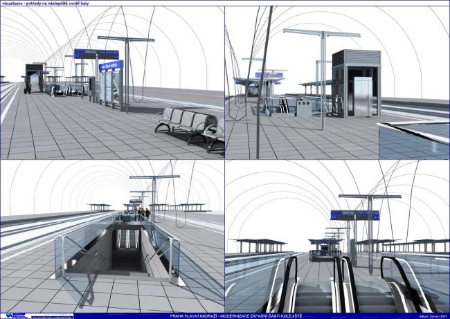 Modernizace ST Praha hl.n. - architektonick skica detailn een vstup na nstupit